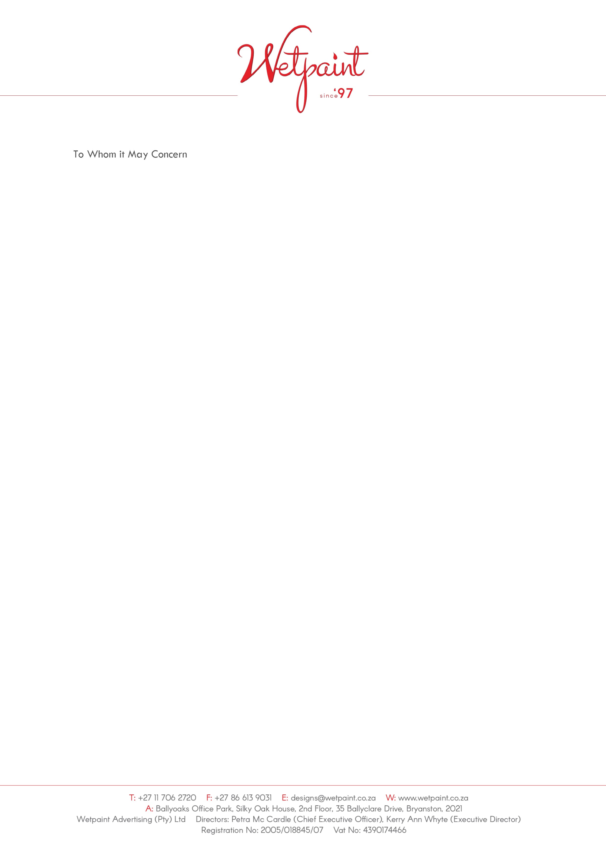 Approved Wetpaint 2026 letterhead preview